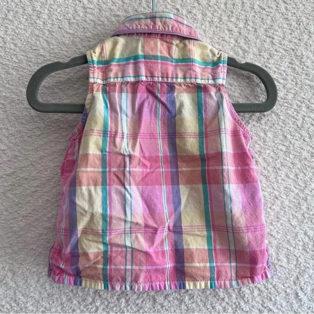 Ralph Lauren Baby Madras Pink Plaid Cotton‎ Sleeveless Tank Cotton Size 9 Months